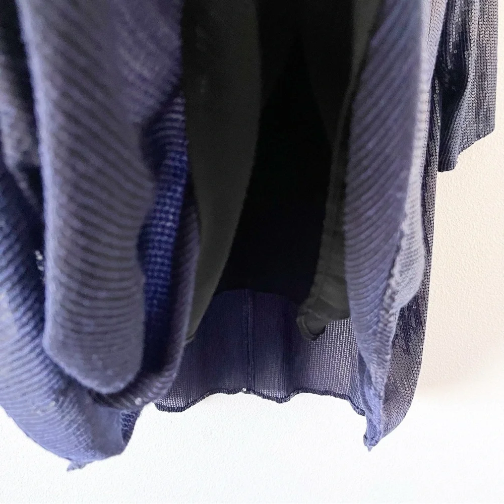 Lafayette 148 New York Navy Silk Sequin Asymmetrical Tunic Dress Cocktail Party